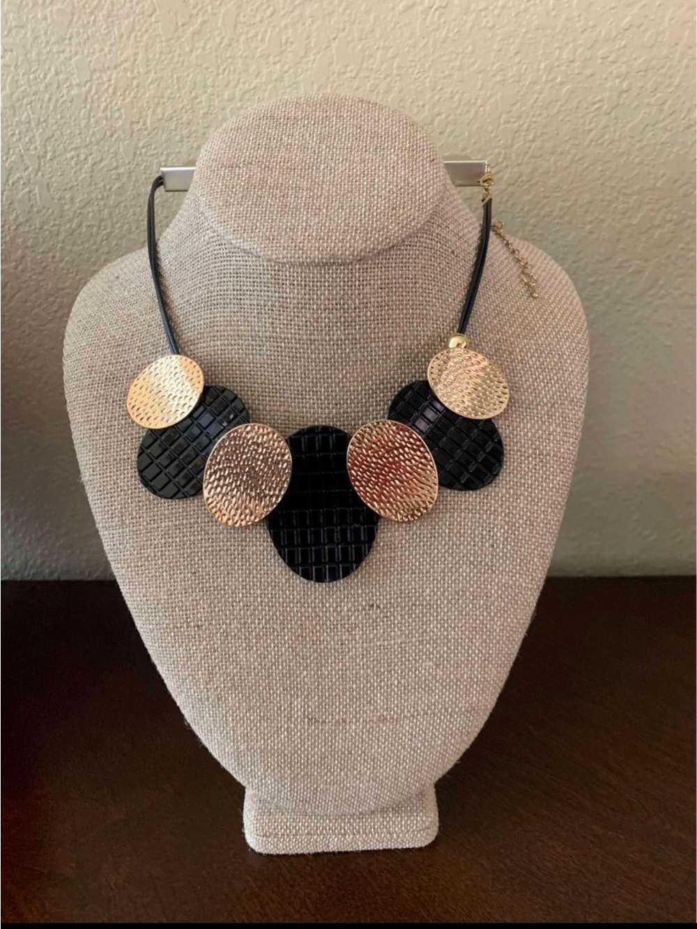 Gold and Black Statement Necklace - Women's Fashion Jewelry